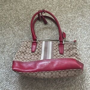 Coach Signature Canvas Satchel - Red and Tan
